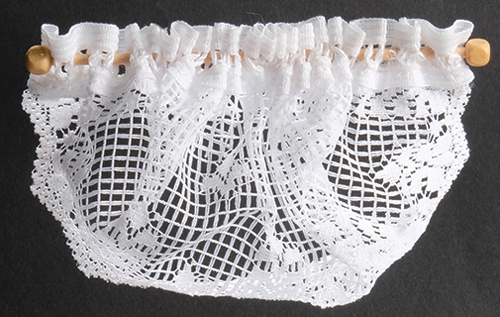 Dollhouse Miniature Valance: Country Crocheted Top, White